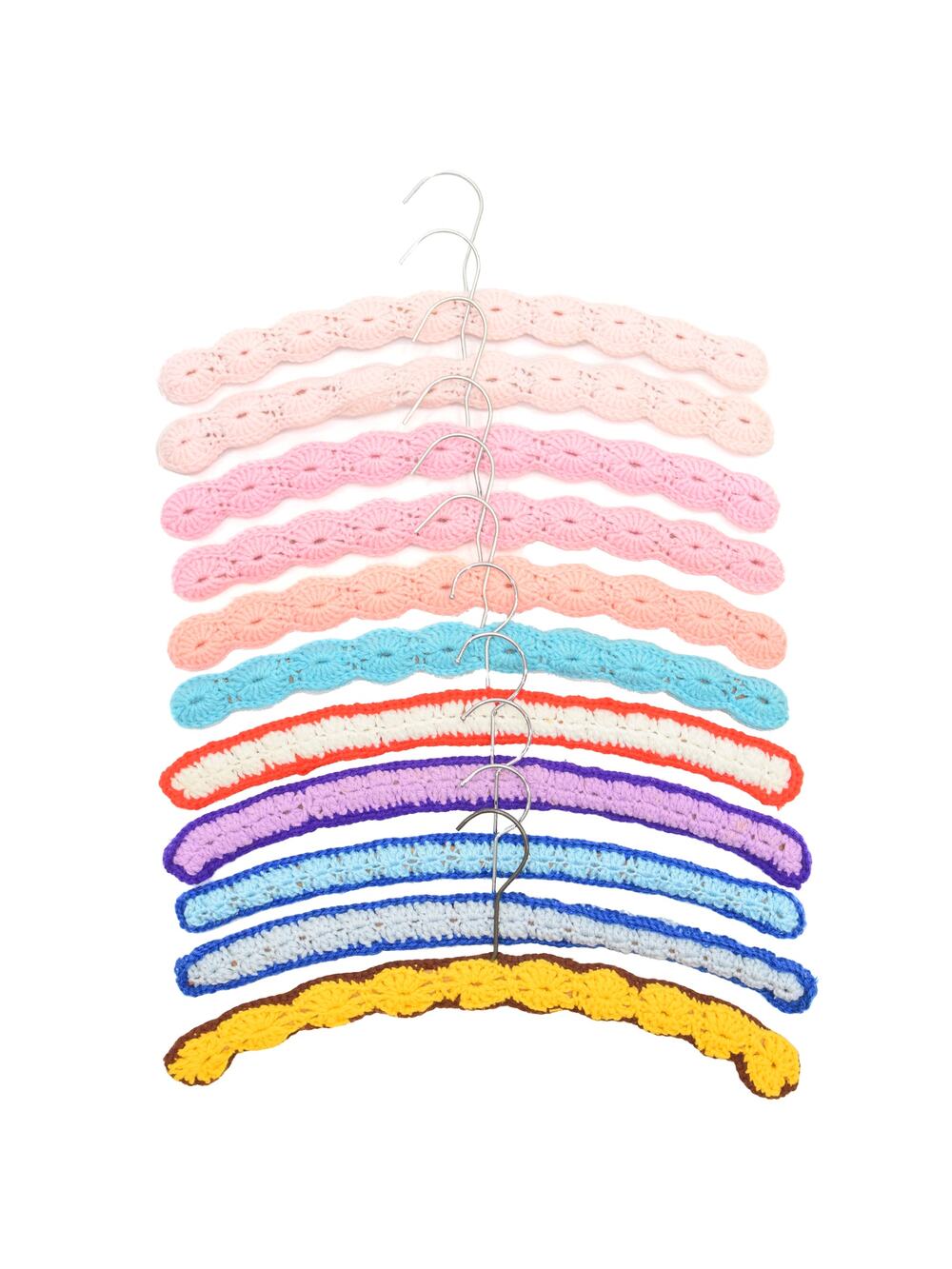 11 Vintage Crochet Wooden Hangers